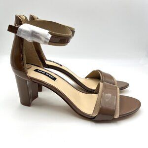 Nine West Size 8.5M Pruce Brown Patent Dress Sandals Heels Shoes‎